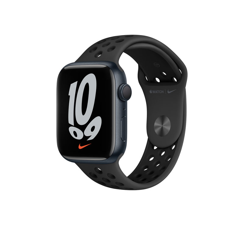Apple ساعت هوشمند اپل Watch Nike Series 7 Sport GPS 45mm با بدنه  لومینیومی مشکی و بند نایکی مشکی